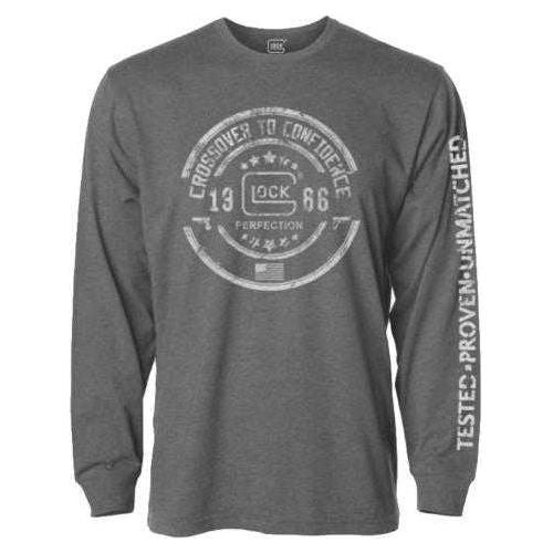 Glock , Crossover Long Sleeve Shirt, Color Gray, Size Large