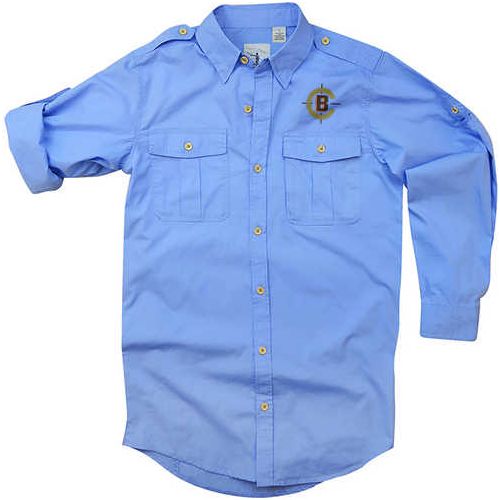 Craig Boddington Small Sky Blue Safari Shirt Classic Wrinkle-free Poplin