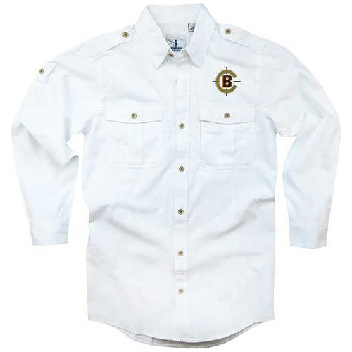 Craig Boddington Large White Safari Shirt Classic Wrinkle-free Poplin