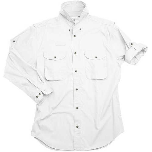 Long Sleeve White Poplin Fishing Shirt Size XS