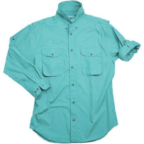 Long Sleeve Seafoam Poplin Fishing Shirt Size Large