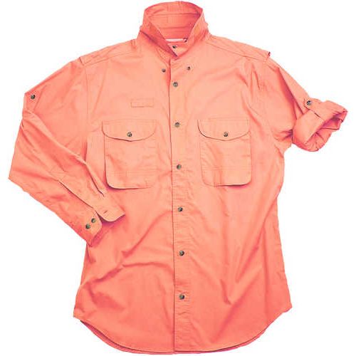 Long Sleeve Salmon Poplin Fishing Shirt Size Large