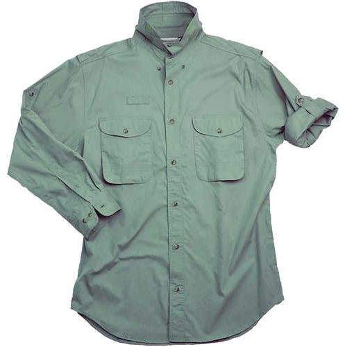 Long Sleeve Sage Poplin Fishing Shirt Size Large