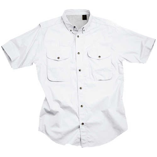 Short Sleeve White Poplin Fishing Shirt Size 4XL