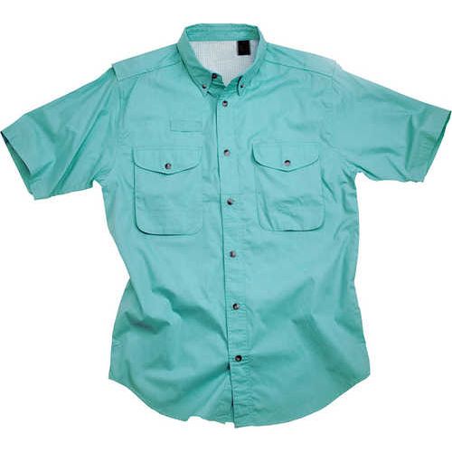 Short Sleeve Seafoam Poplin Fishing Shirt Size 3XL