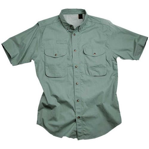 Short Sleeve Sage Poplin Fishing Shirt Size 2XL