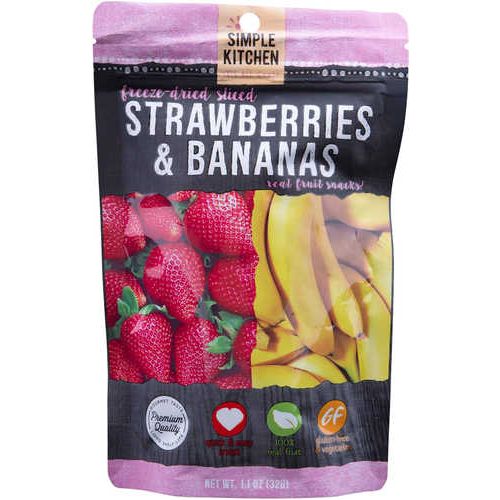 Wise Foods Simple Kitchen Freeze Dried Fruit Strawberry/Banana Snacks 6 Per Case 4 Servings Po