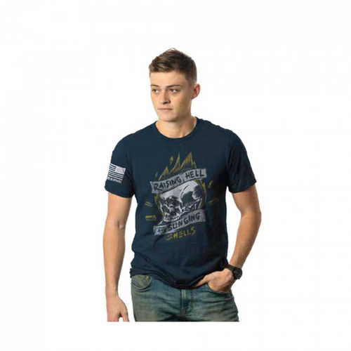 NINE LINE APPAREL RAISING HELL AND SLING SHELLS T-SHIRT - MIDNIGHT NAVY, SMALL