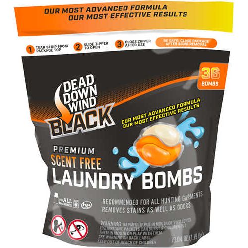 Dead Down Wind 118418 Laundry Bombs Black Premium Odor Eliminator Unscented Scent 36CT