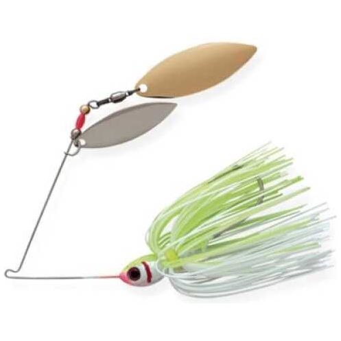 Booyah Double Willow Spinbait 3/8 oz White/Chartreuse, Model: BYBW38-616