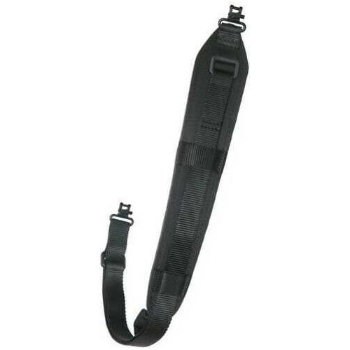 The Outdoor Connection Padded Super Sling Leather with Neoprene Rubber Black 1" Talon Swivels