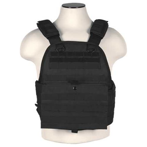 NCSTAR Plate Carrier Vest Nylon Black Size Medium-2XL Fully Adjustable PALS/ MOLLE Webbing Compatible with 10" x 12" Har