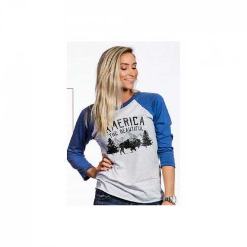 Nine Line Apparel Womens Baseball Tee America/beautiful Xl