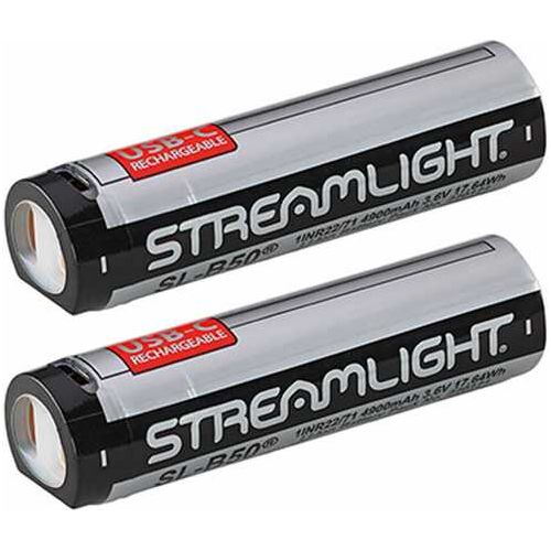 Streamlight Sl-b50 Usb-c Rechargeable Battery 2 Pack Black And Silver 22112