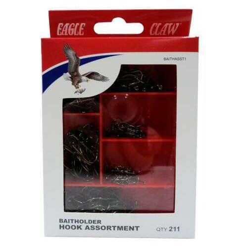 Eagle Claw Fishing Tackle Baitholder Hook Assortment 211pk Bronze Md: BAITHASST1