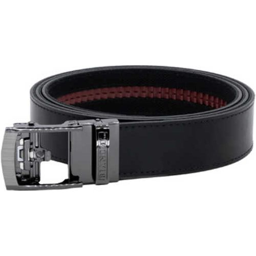 Bianchi Edc Nexbelt 1.5" Wide User Adjustable Up To 50" Leather Construction Matte Finish Black High Gloss Silver Buckle