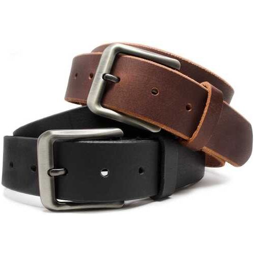 Uncle Mike's Uncle Mikes Leather Belt 36"-40" Full Grain Leather Nickel Plated Buckle Brown Blt-um-36-40-dbr