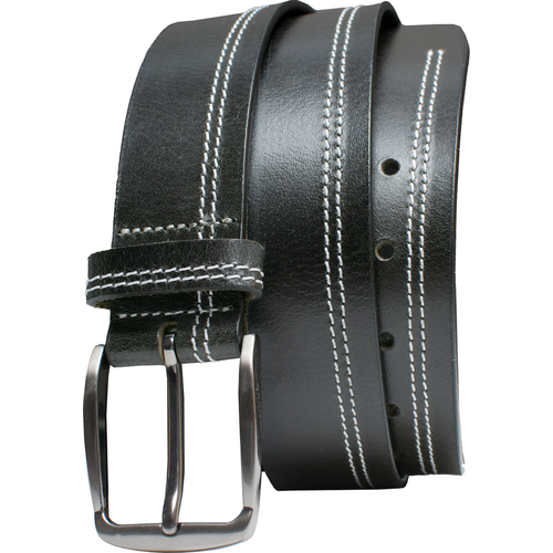 Uncle Mike's Uncle Mikes Leather Belt 36"-40" Full Grain Leather Nickel Plated Buckle Black Blt-um-36-40-mbl