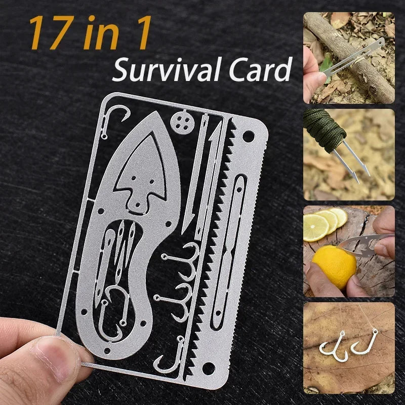 Outdoor EDC Stainless Steel Fishing Hook Card Portable Fishing and Hunting Multi-function  Camping Survival Card