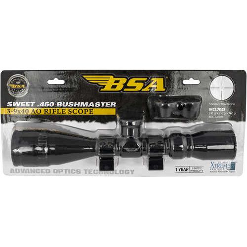 Bsa Sweet 450 Bushmaster 3-9X 40mm AO Obj 34.20-11.50 ft @ 100 yds FOV 1" Tube Matte Black Finish 30/30 W