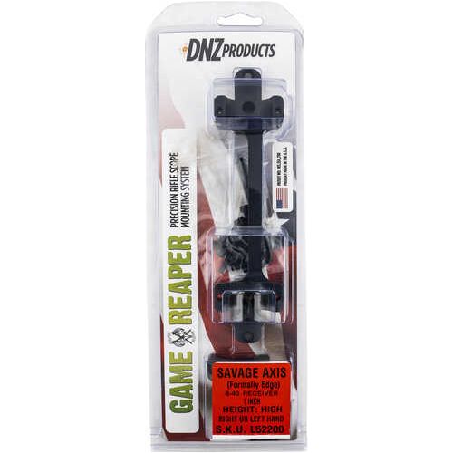 DNZ Game Reaper Scope Mount / Ring Combo Matte Black Savage Axis/Edge W/8-40 Screw Holes 1" Tube High Rings Aluminum Rifle