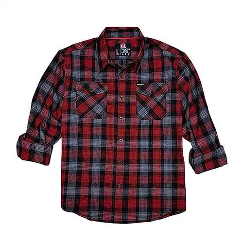 Hornady Gear 32196 Flannel Shirt 3xl Red/black/gray, Cotton/polyester, Relaxed Fit Button Up