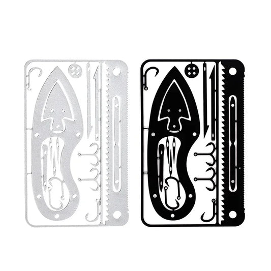 Outdoor EDC Stainless Steel Fishing Hook Card Portable Fishing and Hunting Multi-function  Camping Survival Card