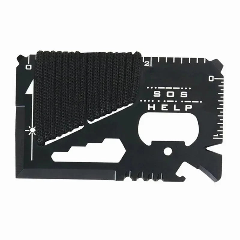 Multifunctional Portable Stainless Steel Tool Card Outdoor Survival Camping Accessories with Saw Ruler All in One Hunting Tool